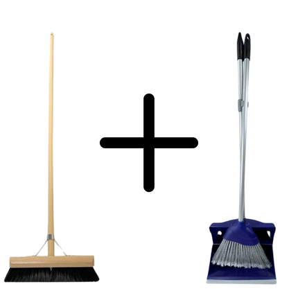 Synx Tools Besen Innenbesen Rosshaar 50 cm – Kehrschaufel und Kehrschaufel mit langem Stiel 95 cm – Besenset – Kokoshaar – Raumkehrer – Kunststoff – Hotel-Kehrschaufel-Set – Kehrschaufel und Kehrschaufel-Verschlussmodell – Reinigungsmittel