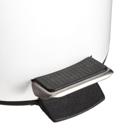 Poubelle compacte à pédale 3L Blanc mat avec couvercle en bambou