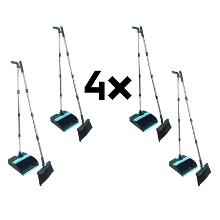 Stoffer en Blik met lange steel 121 cm set van 4 - Synx Tools Veger en blik met lange steel - Stoffer & Blik Met Schoonmaaktanden - veger en blik