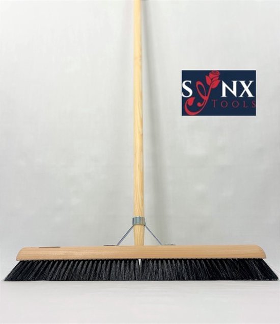 Synx Tools Paardenhaar 60cm + Vloertrekker 35cm met Steel 120cm - Kamerveger – Vloerreiniger – Moppen – Zachte binnenbezem met steel 160cm