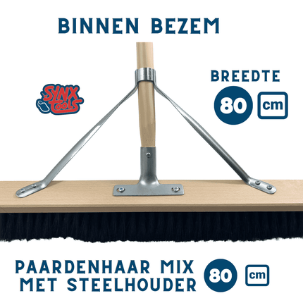 Balayeuse en crin de cheval Synx 80 cm - Balais souples et manche 150 cm