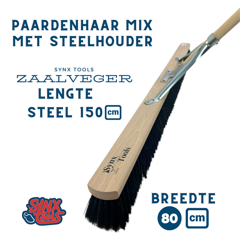 Synx Paardenhaar Zaalveger 80cm - Zachte Bezems & Steel 150cm