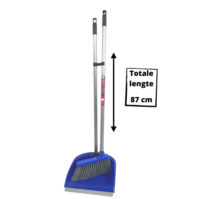 Synx Tools Stoffer & Blik Bluemotion 80 cm met lange stelen  - Schoonmaak artikelen - Bezems / Veger - Bodembewerkers - Bezem - Stelen 80cm