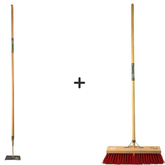 Synx Tools Gerade Schaufel 18 cm + Nylon Straßenbesen 50cm - 160cm Stahl mit Stiel - Schaufel - Nylon
