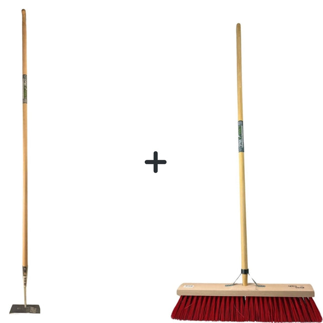 Synx Tools Gerade Schaufel 18 cm + Nylon Straßenbesen 60cm - 160cm Stahl mit Stiel - Schaufel - Nylon