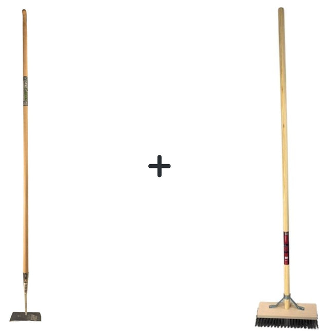 Synx Tools Gerade Hacke 18 cm + Stahldrahtbesen - 160cm Stahl mit Stiel - Hacke - Stahldraht