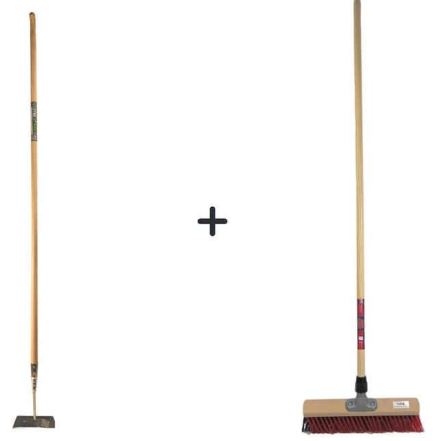 Synx Tools Gerade Hacke 18 cm +X Besen 40cm - 160cm Stahl mit Stiel - Hacke - Nylon
