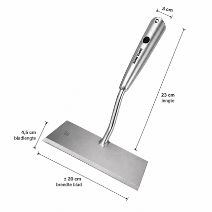 Synx Tools Schoffel 20 cm Zonder Steel - Schoffel Tuingereedschap voor Onkruid Verwijderen - Verzinkt Schoffelblad