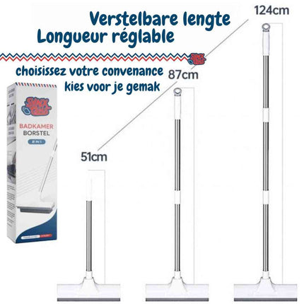 Schrobbezem met telescopische steel voor vloerreiniging