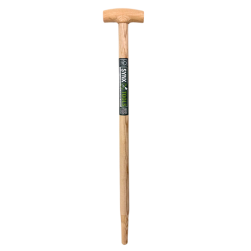 Spade steel 85 cm met T-greep van gewaxt essenhout