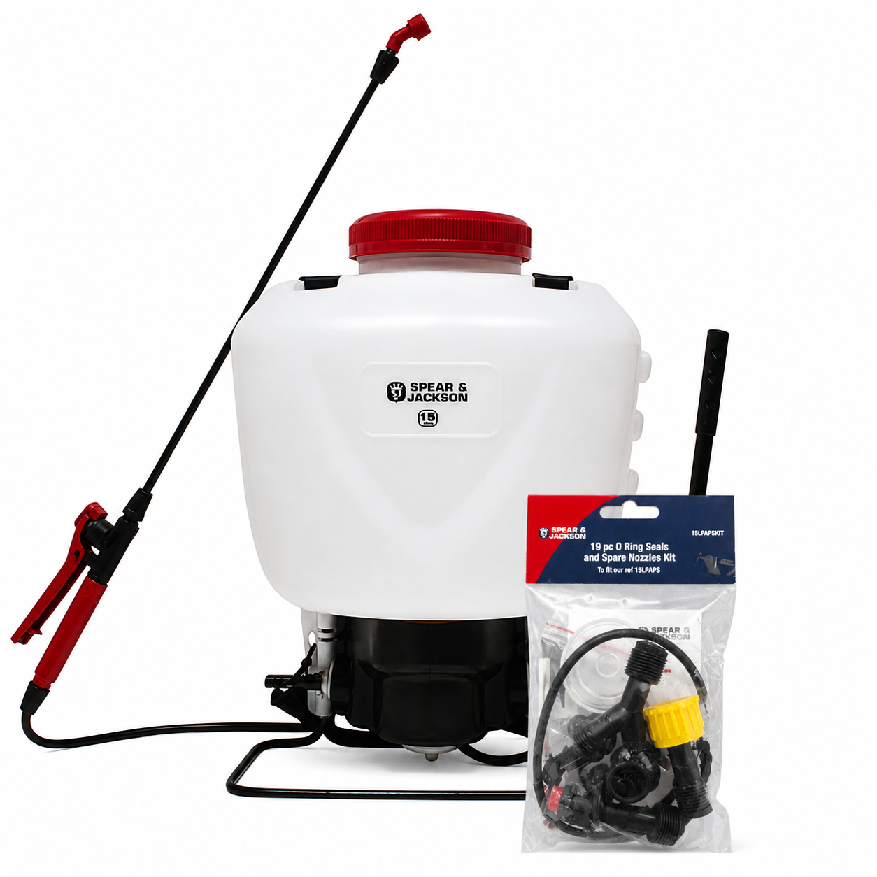 Spear & Jackson Rugdrukspuit 15L met O-ringen Set 19-delig Druksproeier