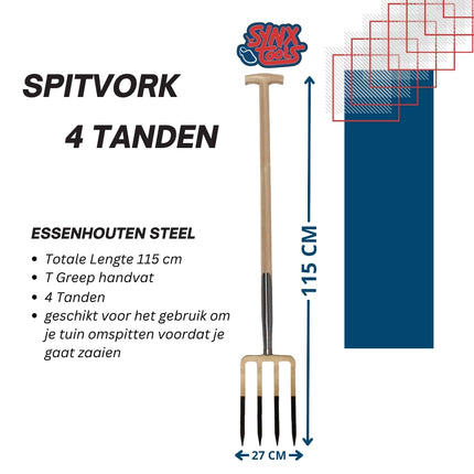 Spitvork 4 T met steel 115 cm Synx Tools - Amerikaans -