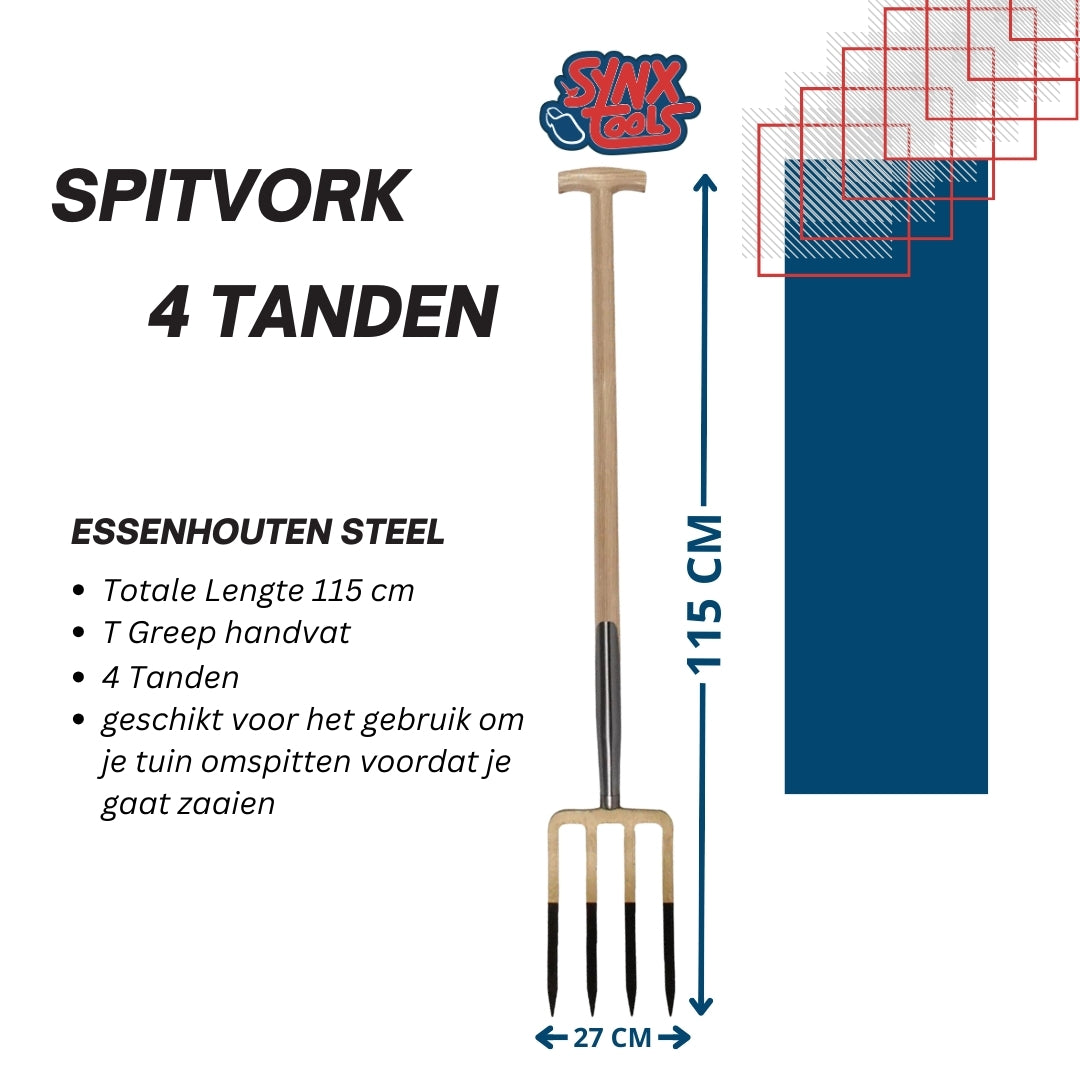 Spitvork 4 T met steel 115 cm Synx Tools - Amerikaans -