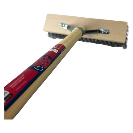 Synx Tools Fugenmesser mit Stiel 150 cm und Stahldrahtbesen – Outdoor-Besen – Stahldraht – mit Stiel 150 cm 