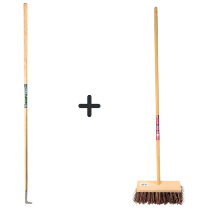 Synx Tools Voegenmes 150 cm en Synx Tools Stadsbezem 30 cm - Steel 120 cm - Harde natuurvezels - Straatbezem - Buitenbezem - Tuinbezem - Onkruidkrabber - Voegenkrabber