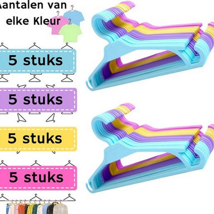 Synx Tools Kinder Kledinghangers - Baby Kledinghangers - Kleerhangers - 20 Stuks - Hanger - Mix Kleur
