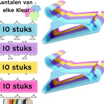 Synx Tools Kinder Kledinghangers - Baby Kledinghangers Kleerhangers - 40 stuks - Hanger - Mix kleuren