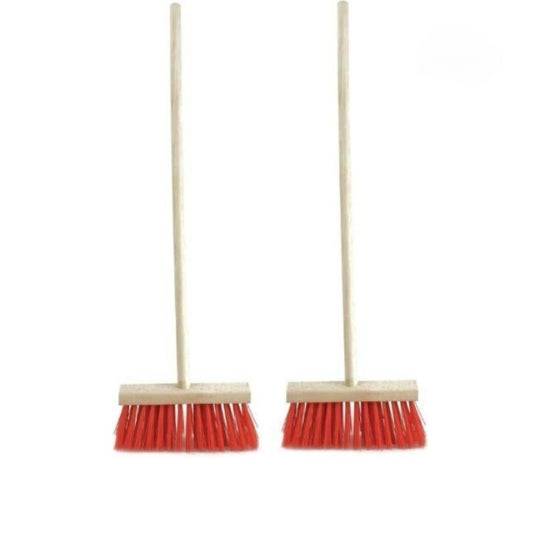 Synx Set 2x Buitenbezem Rood - Tuinartikelen - Veger - 120cm Steel