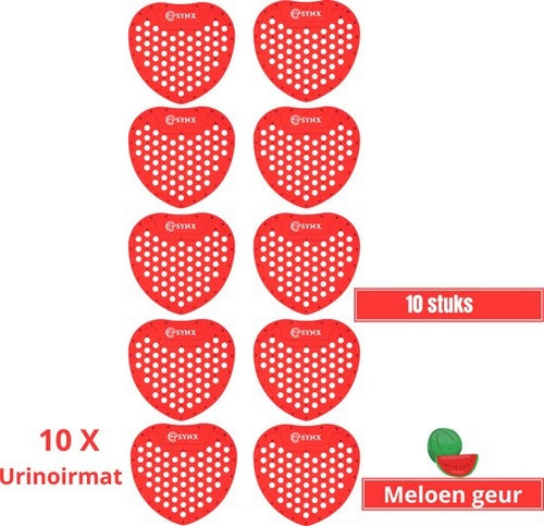 Synx Urinalmatte Melonenduft – 10 Stück – Rot – Anti-Spritz-Toilettenvorleger