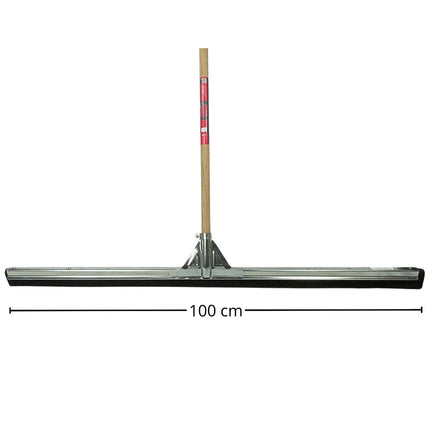 Synx Tools Schrobbezem Union Luiwagen + Werkhandborstel & Vloertrekker 100 cm set van 2 – Harde haren – Duurzame houten steel – Streeploos resultaat – Lengte 150 cm