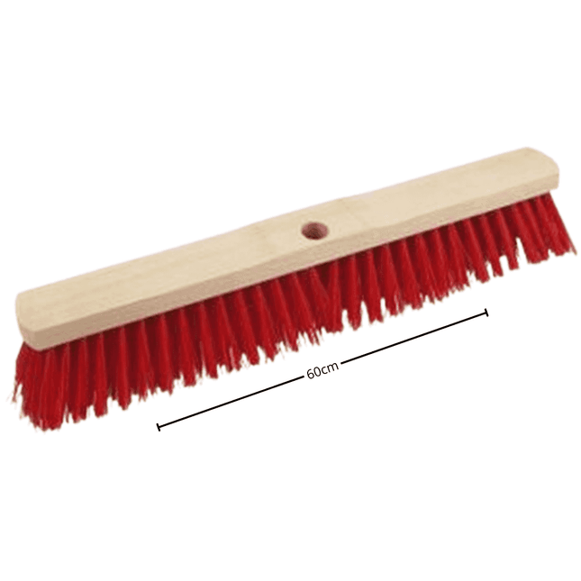 Straatbezem 60 cm zonder steel met nylon haren voor natte oppervlakken