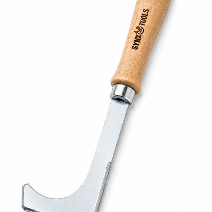 Voegenmes van Synx Tools met houten handvat voor nauwkeurig voegen reinigen en onkruid verwijderen