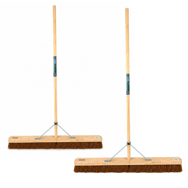 Synx Tools zachte bezem 100 cm met kokosvezels en 150 cm houten steel voor binnengebruik