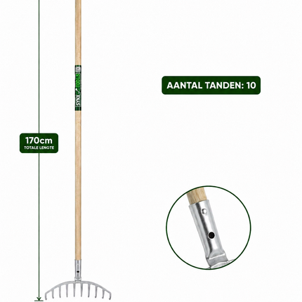 Synx Tools Rose rake metal - Leaf rake - Incl. handle 150cm