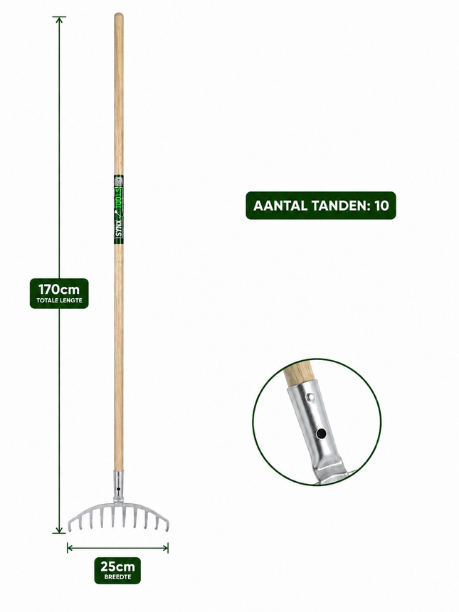 Synx Tools Rosenrechen Metall - Laubharke - Inkl. Stiel 150cm