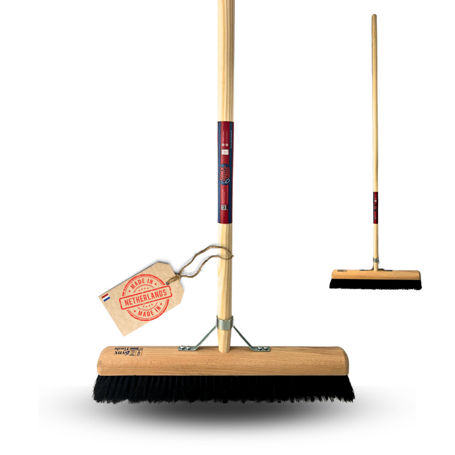 Synx Tools Balai d'intérieur pour balayeuse 60 cm Crin de cheval - balais - Balai de pièce - Balai doux avec manche 150 cm - Manche à balai - Balayeuse de nettoyage - Balais d'intérieur - Balai doux