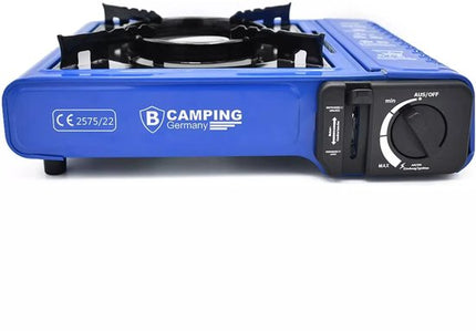 Camping kooktoestel 1 pit   Camping Gasstel met draagkoffer blauw Draagbaar Gasfornuis