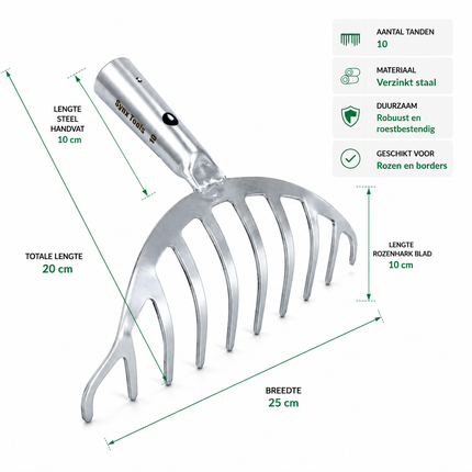 Synx Tools Rozenhark - metaal - bladhark - hark - Zonder Steel