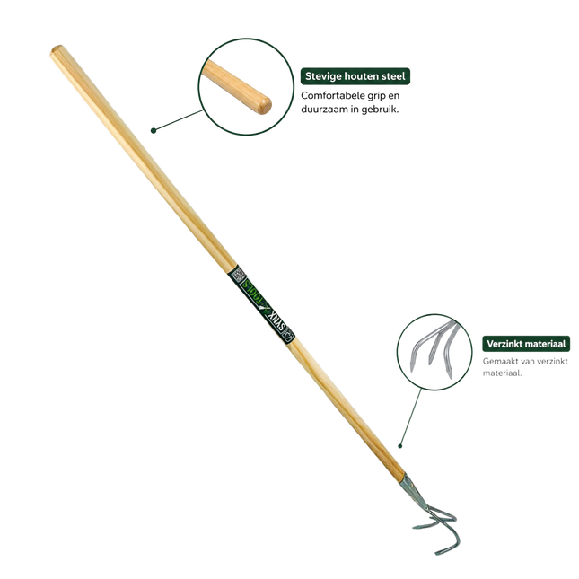 Synx Tools Tuinkrabber 3 Tanden - Cultivator - Verzinkt - Grondwoeler - Tuingereedschap - Totale lengte 124cm