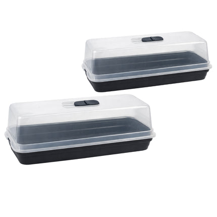 Kweekbak met deksel 51x21x18 cm set van 2 met transparante kap en ventilatie – Synx Tools
