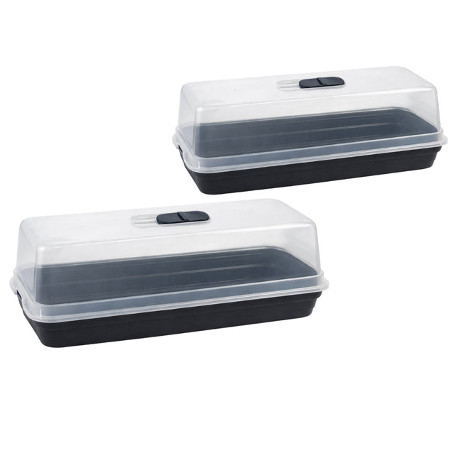 Kweekbak met deksel 51x21x18 cm set van 2 met transparante kap en ventilatie – Synx Tools
