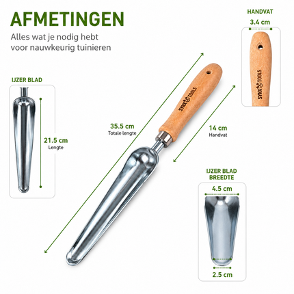 Synx Tools onkruidsteker met houten handvat en verzinkt stalen blad voor nauwkeurig tuinonderhoud