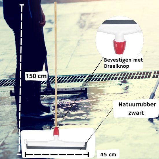 Vloertrekker Kunststof 45cm met Steel 150cm