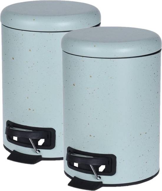 2x poubelles/poubelles vert menthe avec taches 3 litres - petites poubelles