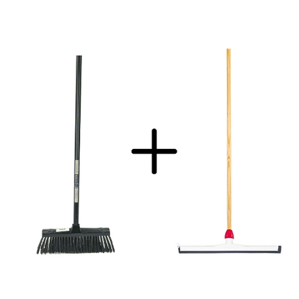  Binnenbezem Zwart + Vloertrekker Kunststof 45cm