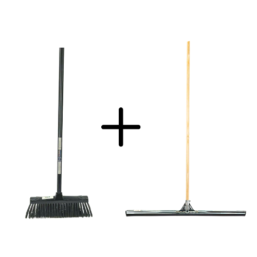 Binnenbezem Zwart + Vloertrekker 75cm met Steel 150cm 