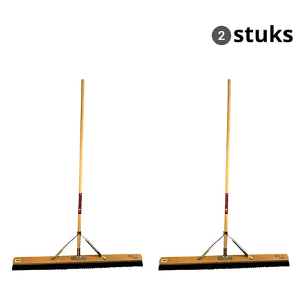 Synx Tools set van 2 zachte paardenhaar zaalveg ers 100 cm breed met houten steel 150 cm voor gladde vloeren en binnenruimtes.