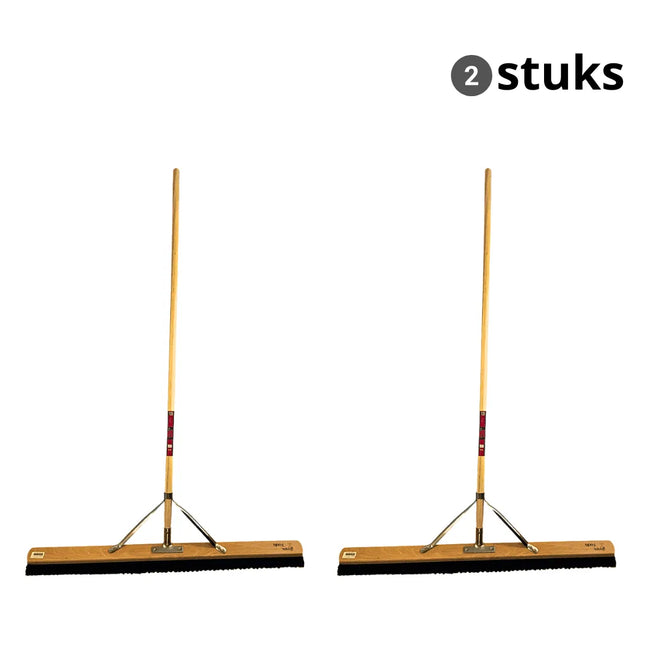 Synx Tools set van 2 zachte paardenhaar zaalveg ers 100 cm breed met houten steel 150 cm voor gladde vloeren en binnenruimtes.