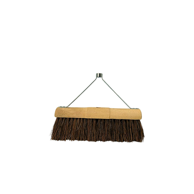 Synx Tools Wegenbouwbezem 45cm - Met steelhouder- Straatbezem / Stadsbezem - Harde natuurvezels - Bezems buitenbezem - Wegen bouw - zonder steel
