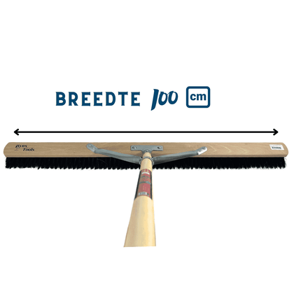 Synx Tools Zaalveger 100cm Paardenhaar - Zachte bezem - bezems - Met Steel 150cm