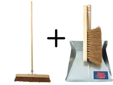 Synx Tools Coco bezem 60cm en Stoffer en blik koko set