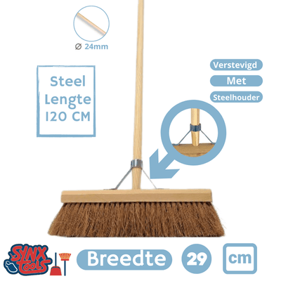 Synx Tools Coco Bezem binnen 30 cm - Met steel 130cm