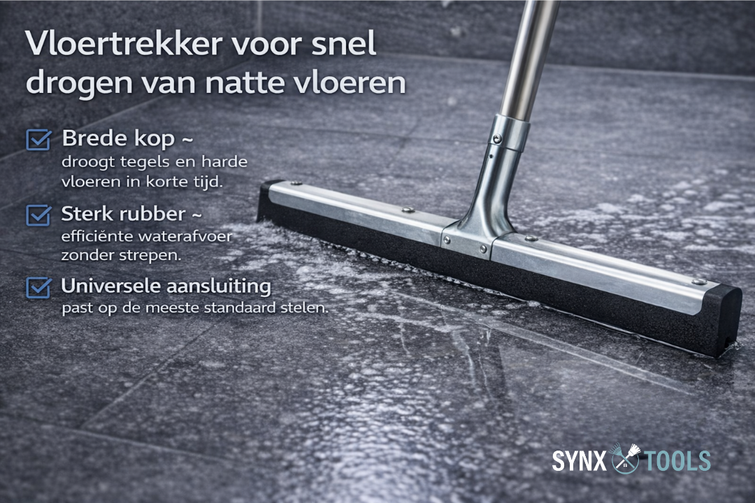 Synx Tools Vloertrekker Zwart Synthetisch Rubber 60cm - Zonder Steel