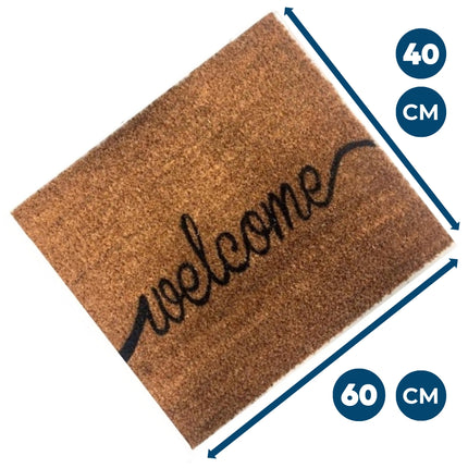 Synx Tools Deurmat buiten Kokosmat met Welcome - Droogloopmat - 40 cm x 60cm - Droogloop - buitenmat - Deurmatten - Buiten deur - Schoonloopmat