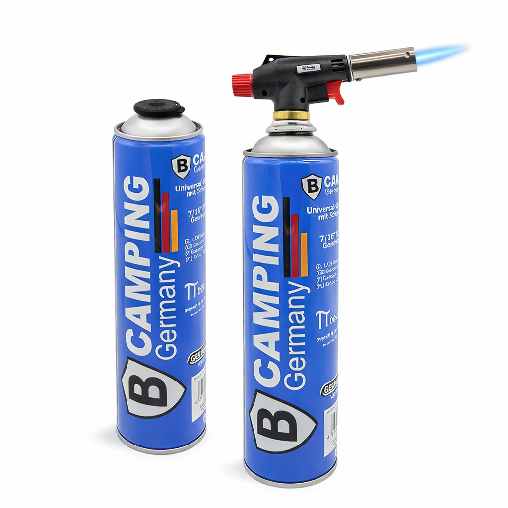 Gasbrander opzetstuk met 2 butaan gascartouches 330g 7 16 EU schroefventiel – Synx Store