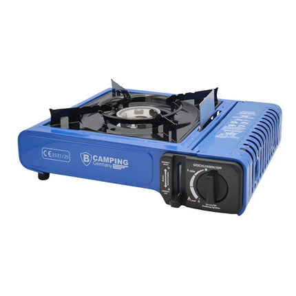 Camping kooktoestel 1 pit   Camping Gasstel met draagkoffer blauw Draagbaar Gasfornuis
